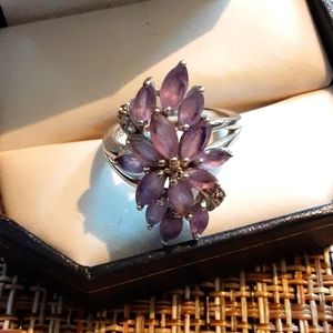 Amethyst diamond ring